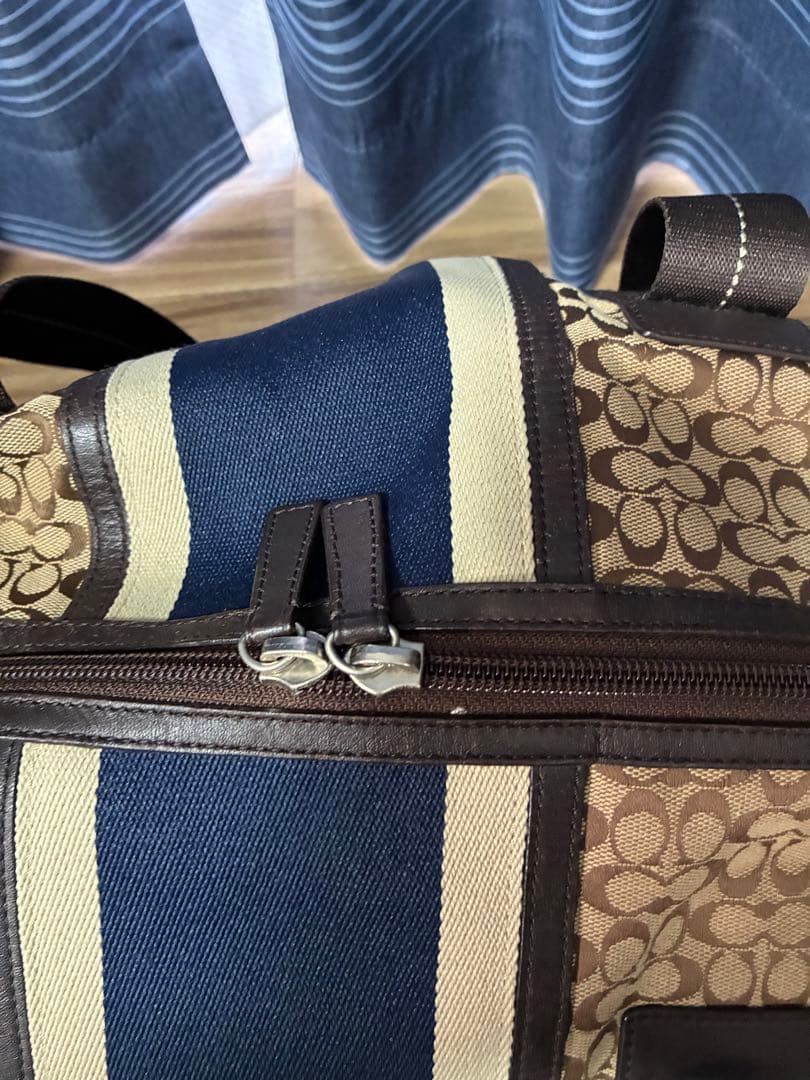 COACH コーチ ミニシグネチャー ストライプ ボストンバッグ