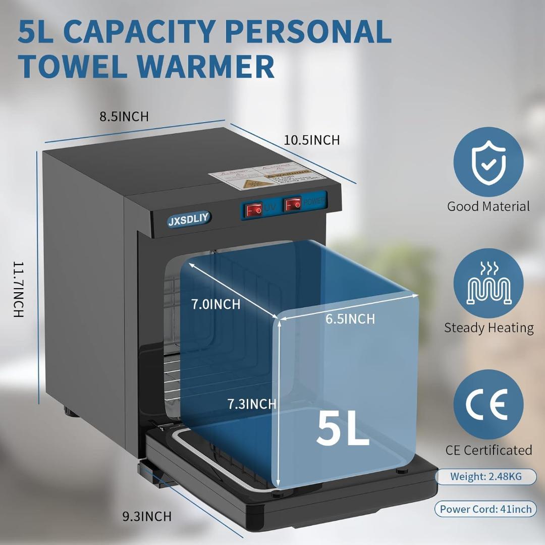 JXSDLIY ミニ 5L スモール ホットタオルウォーマー (5L、ブラック)