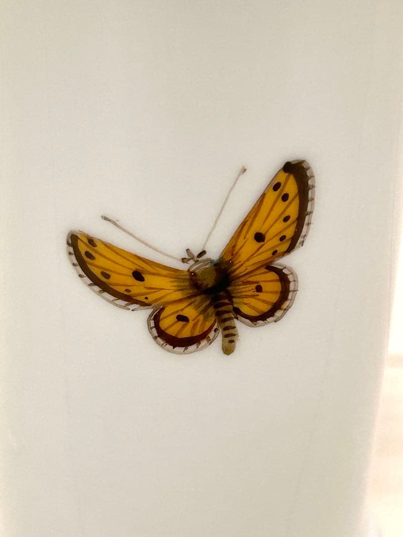 マイセン 一級品 花瓶 フラワーベース 矢車菊 蝶 花 昆虫