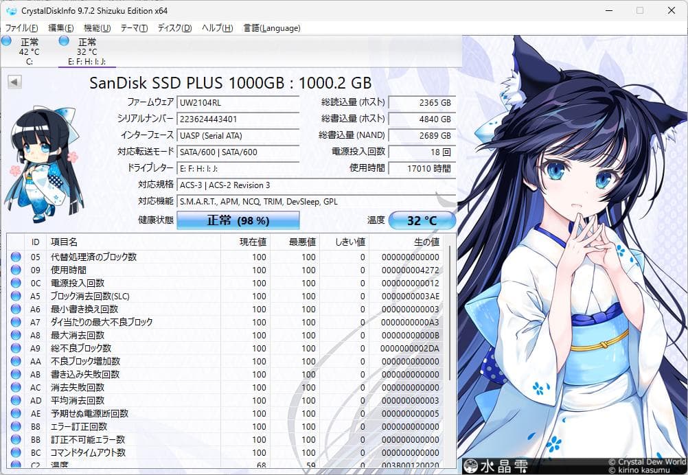 SanDisk サンディスク 内蔵 SSD PLUS 1TB 2.5インチ