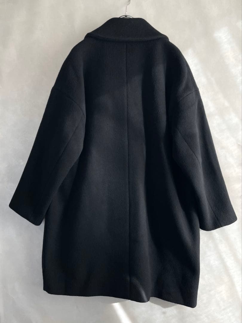 美品✨ティアラ　6.4万　ウール　ダブルブレスト　　コクーンPコート　黒　F