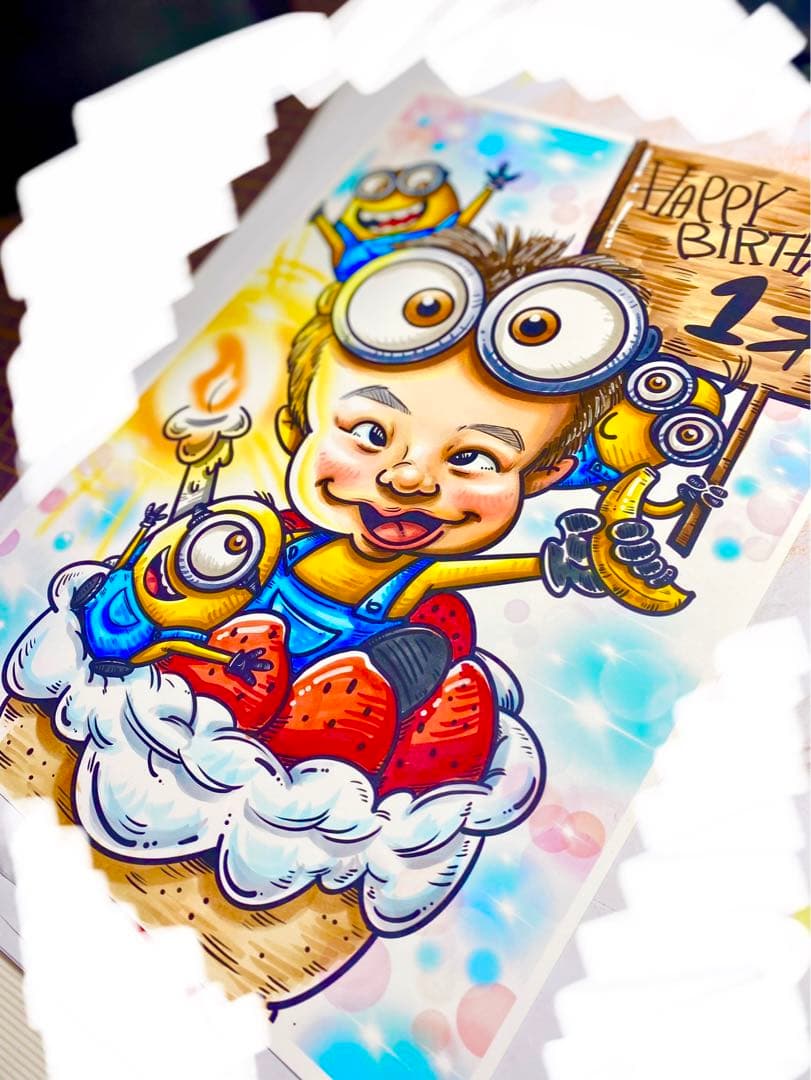 世界で1枚のオーダーメイド似顔絵★プレミアムver☆記念日★