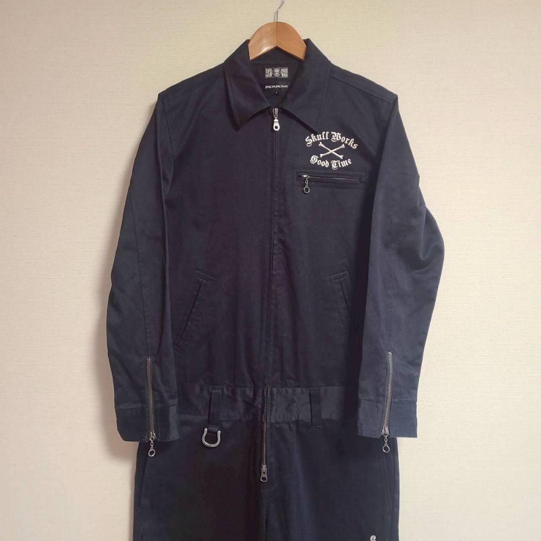 ★ スカルワークス×ジャックローズ つなぎ ジャンプスーツ 長袖 ロゴ 刺繍 3