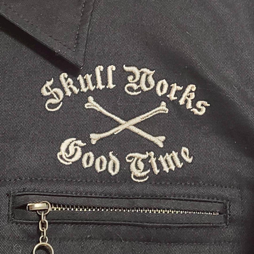 ★ スカルワークス×ジャックローズ つなぎ ジャンプスーツ 長袖 ロゴ 刺繍 3