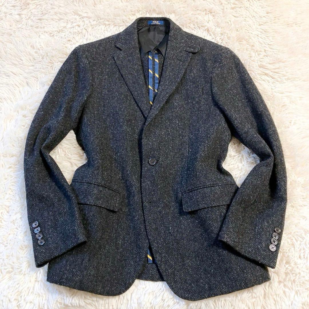 【ツイード・襟裏キツネ】ポロラルフローレン　テーラード　ヘリンボーン　38S現行