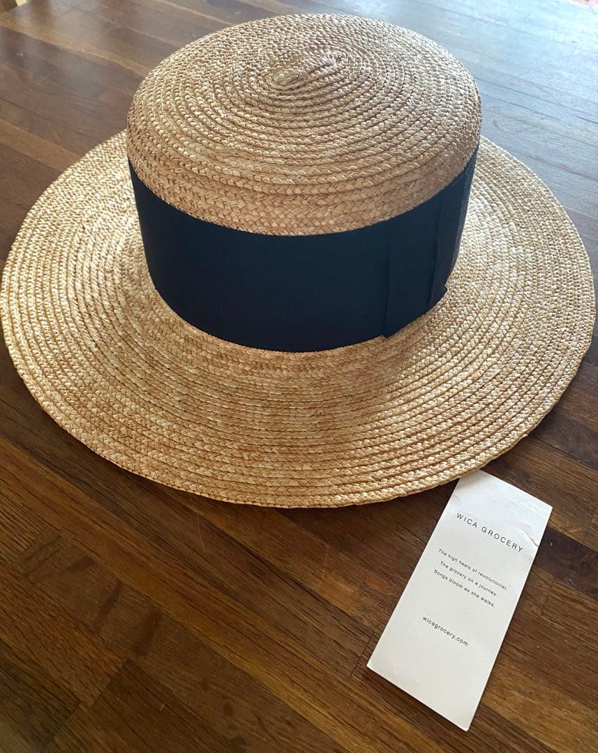 wicagrocery 麦わら帽子 ウィカグロサリー 極太リボン クラシカル