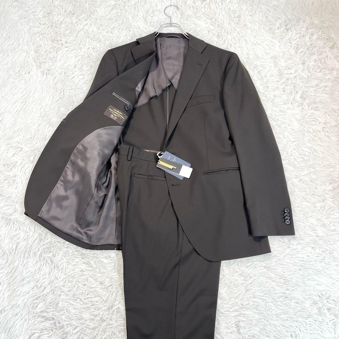 未使用タグ付スーツカンパニー高級カノニコCANONICO スーツ　ブラウン