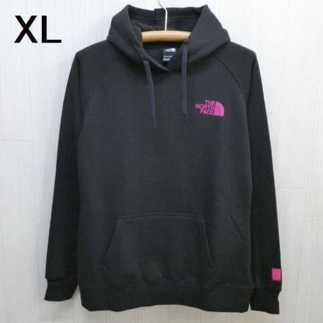 ザ ノースフェイス ボックスロゴ パーカー フーディ XL ピンクリボン 黒
