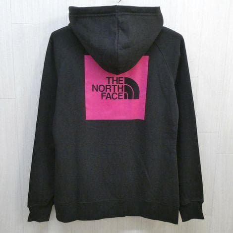 ザ ノースフェイス ボックスロゴ パーカー フーディ XL ピンクリボン 黒