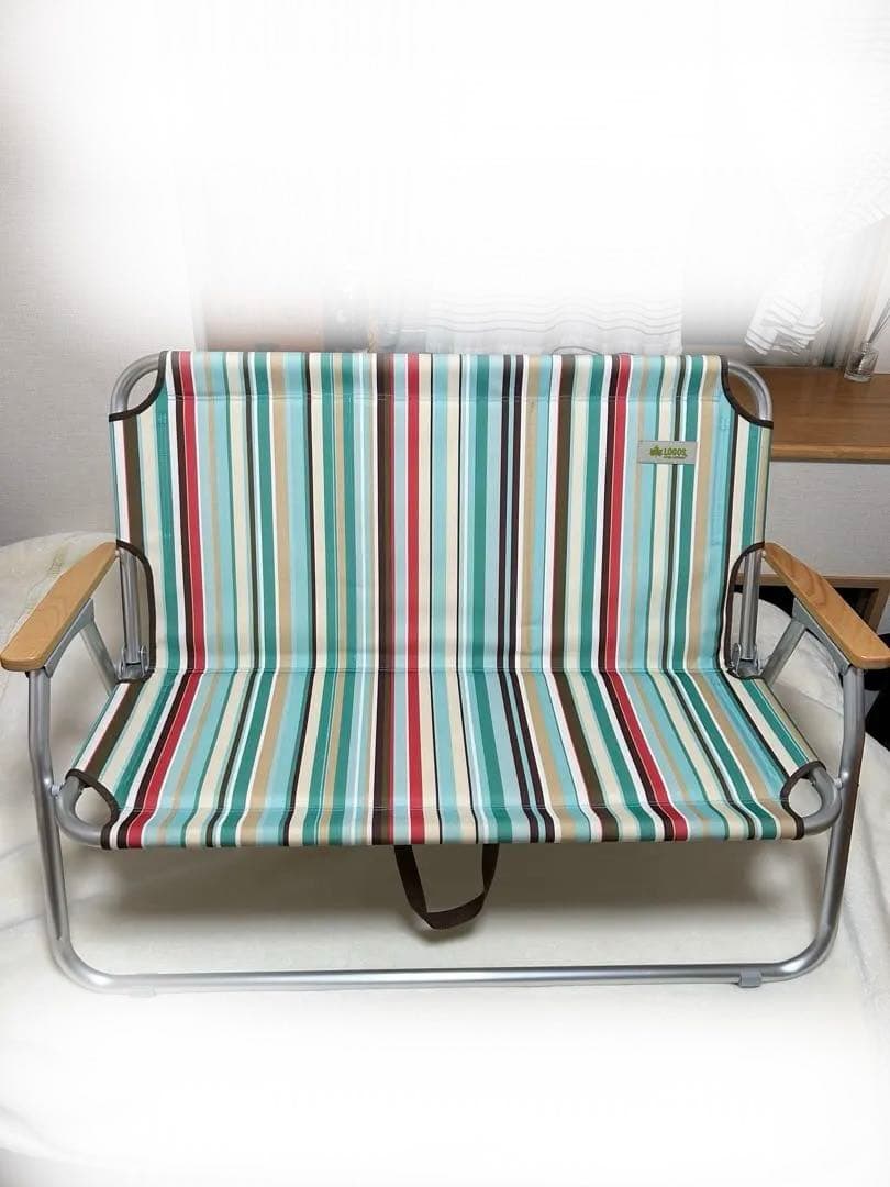 LOGOS ストライプ 二人掛けアウトドアベンチ
