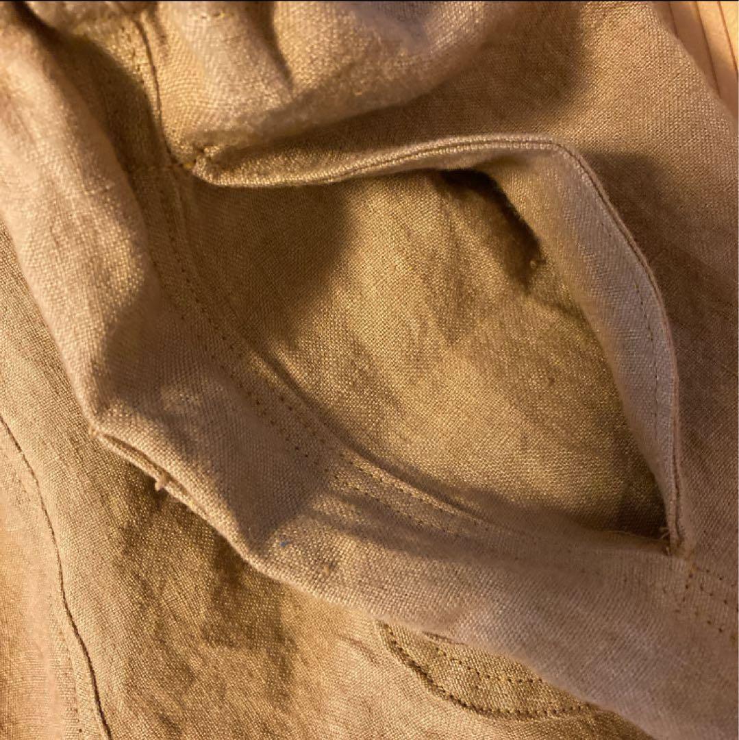 nasuvi＊ハンドメイド＊サフィランフランスリネン　スリムもんぺパンツＬ