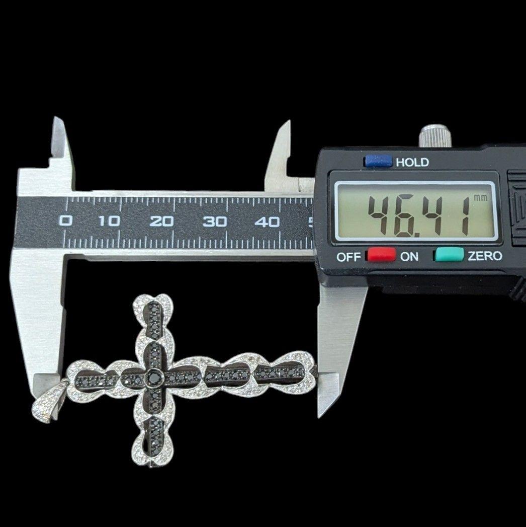 K18WG クロスペンダントトップ ブラックダイヤ 6.5g