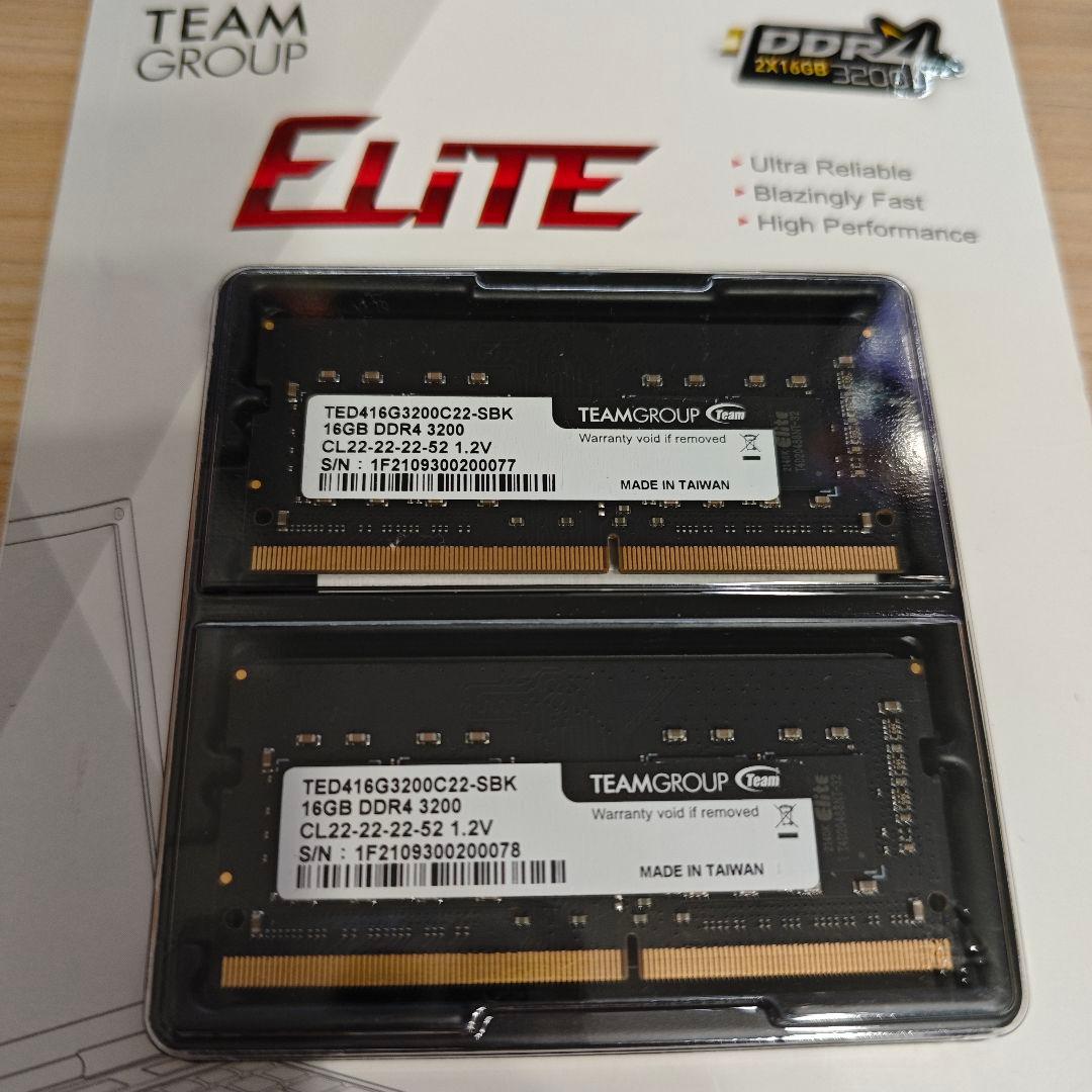 DDR4 3200 32GB PC4-25600 TEANGROUP製動作確済@