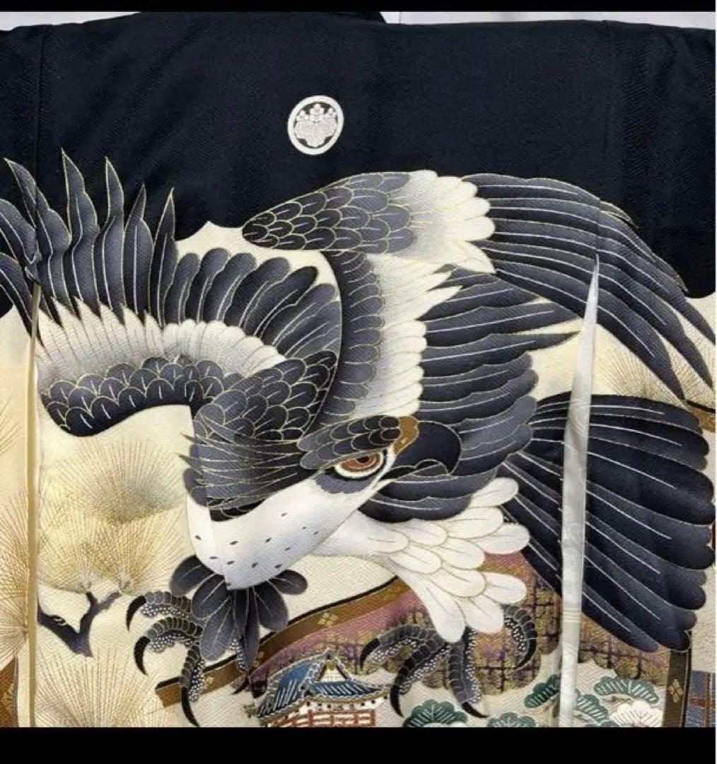 【正絹 美品】お宮参り　鷹と兜の祝い着
