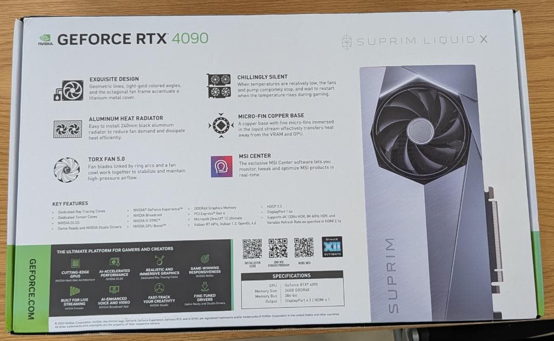送料無料MSI GeForce RTX 4090 SUPRIM LIQUID X