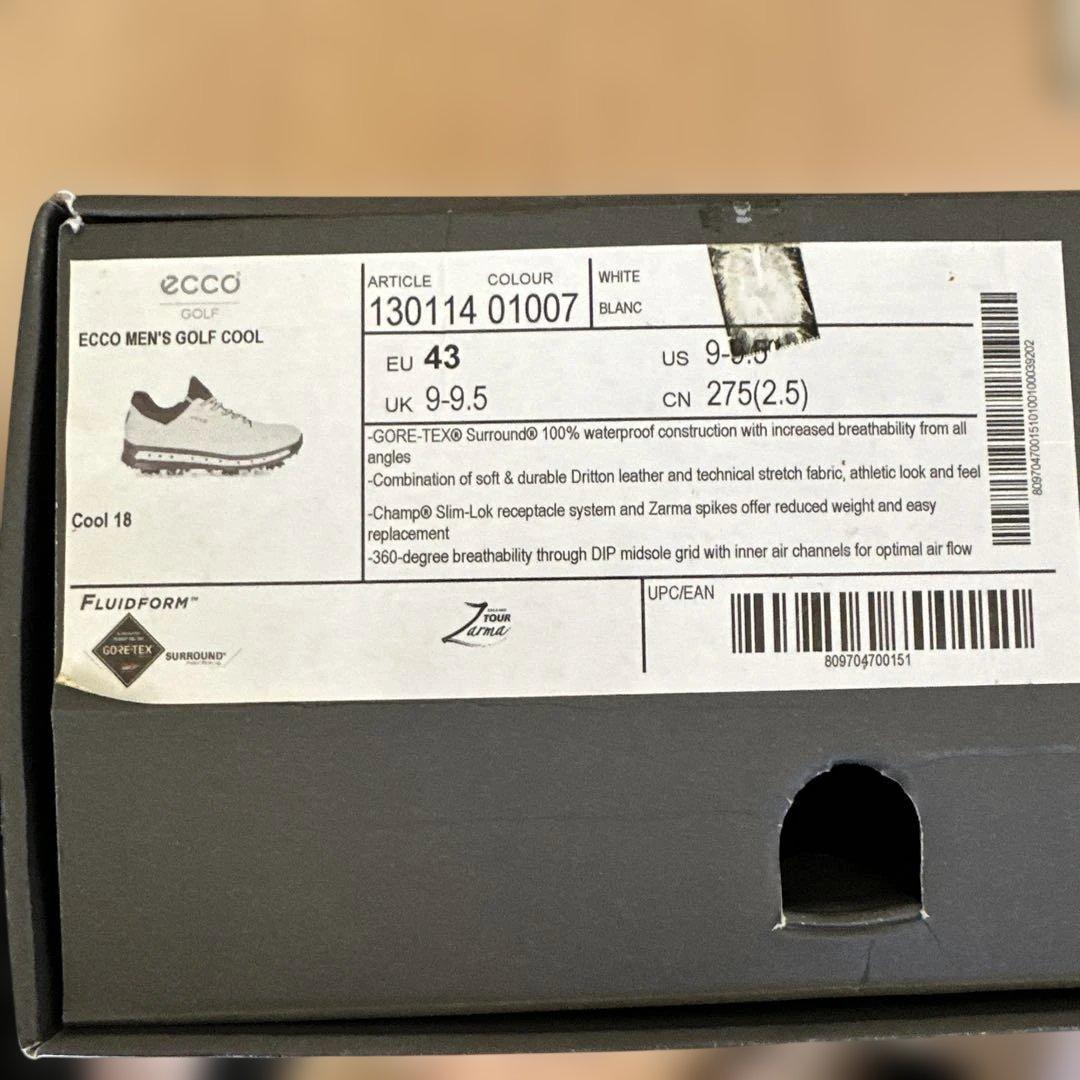 ECCOエコー ゴアテックス ゴルフシューズ ホワイト/ブラック 27.5cm