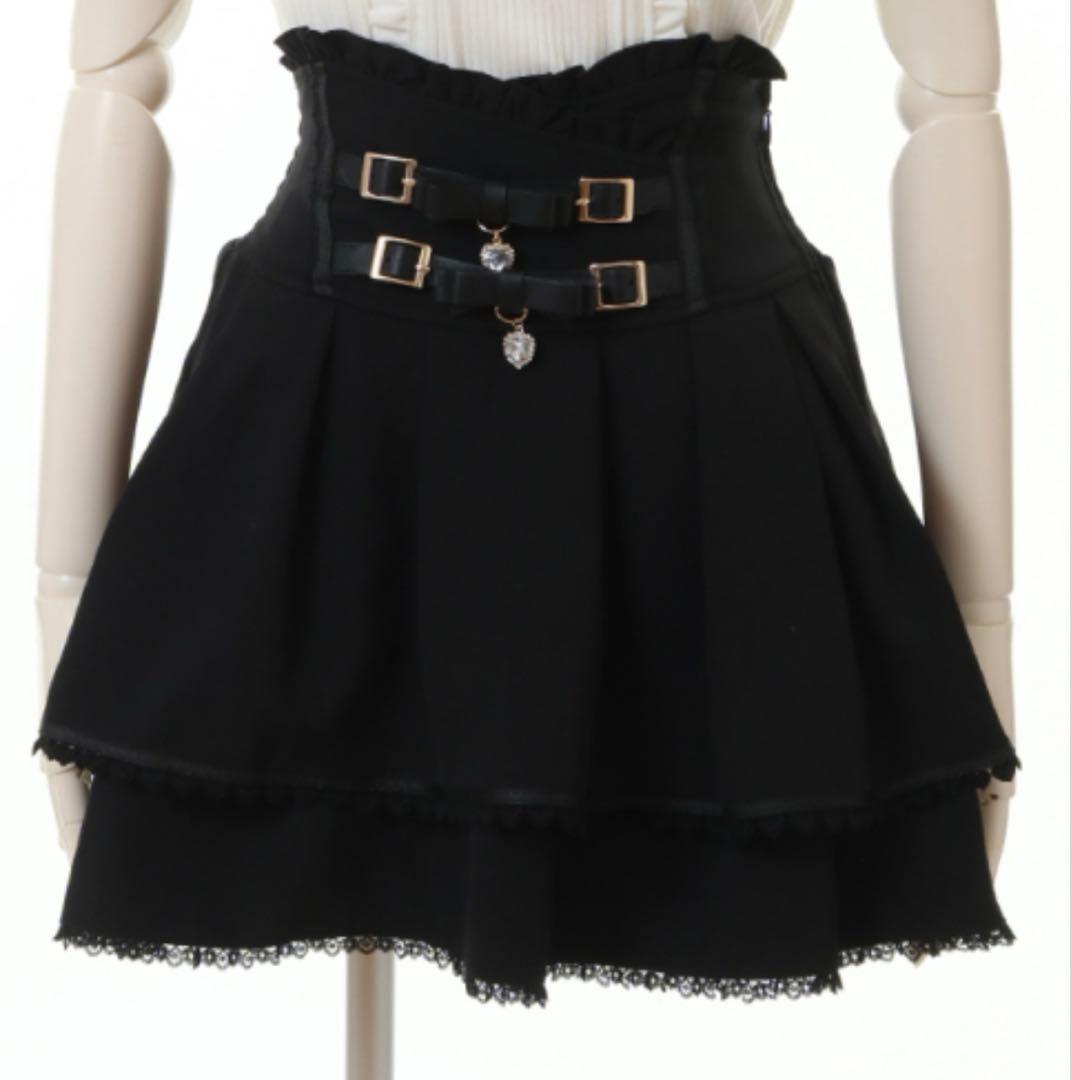 LIZLISA 2連リボンベルトスカパン ブラック