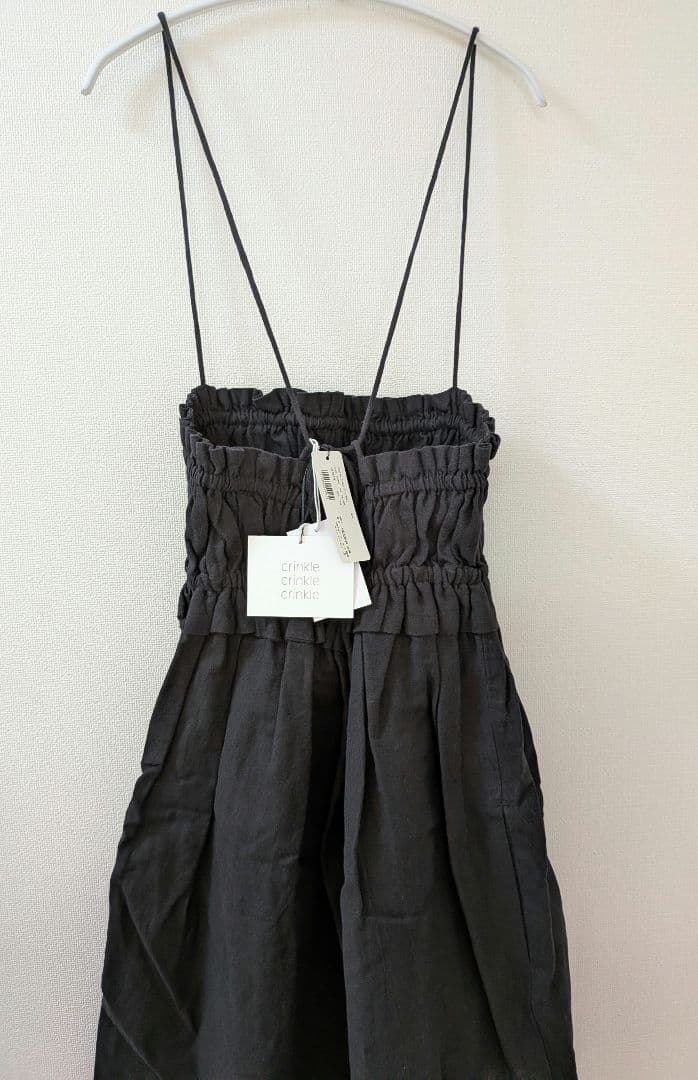 cotton linen long cami　BLACK　CC-2523