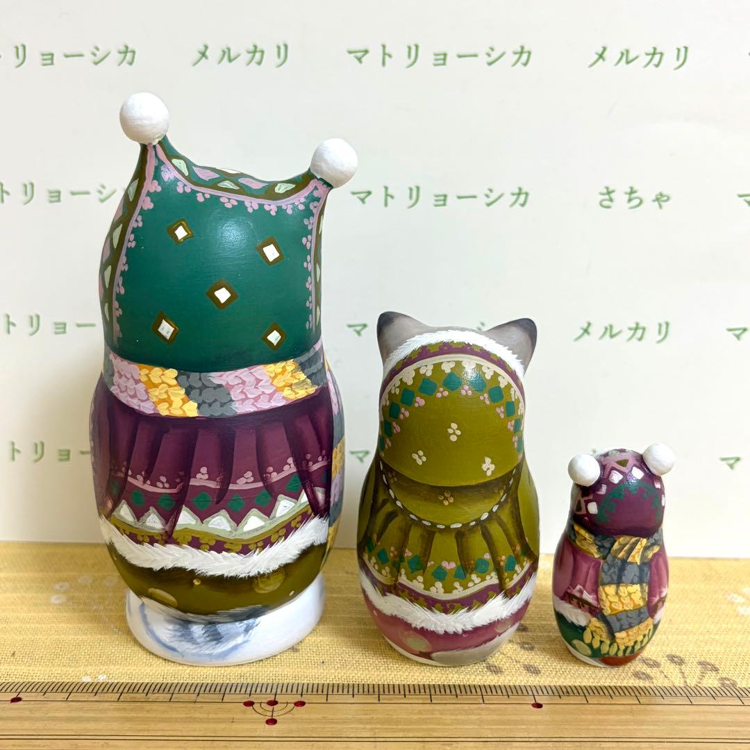 作家もの　マトリョーシカ　猫　スヴェトラーナ・ニコラエヴァ　手描き