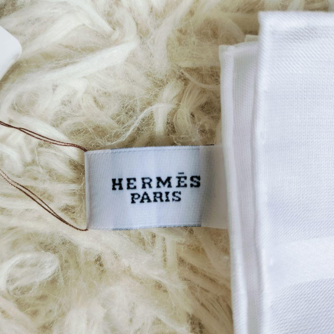 未使用品☆HERMESエルメス☆ハンカチ ホワイト/白 コットン