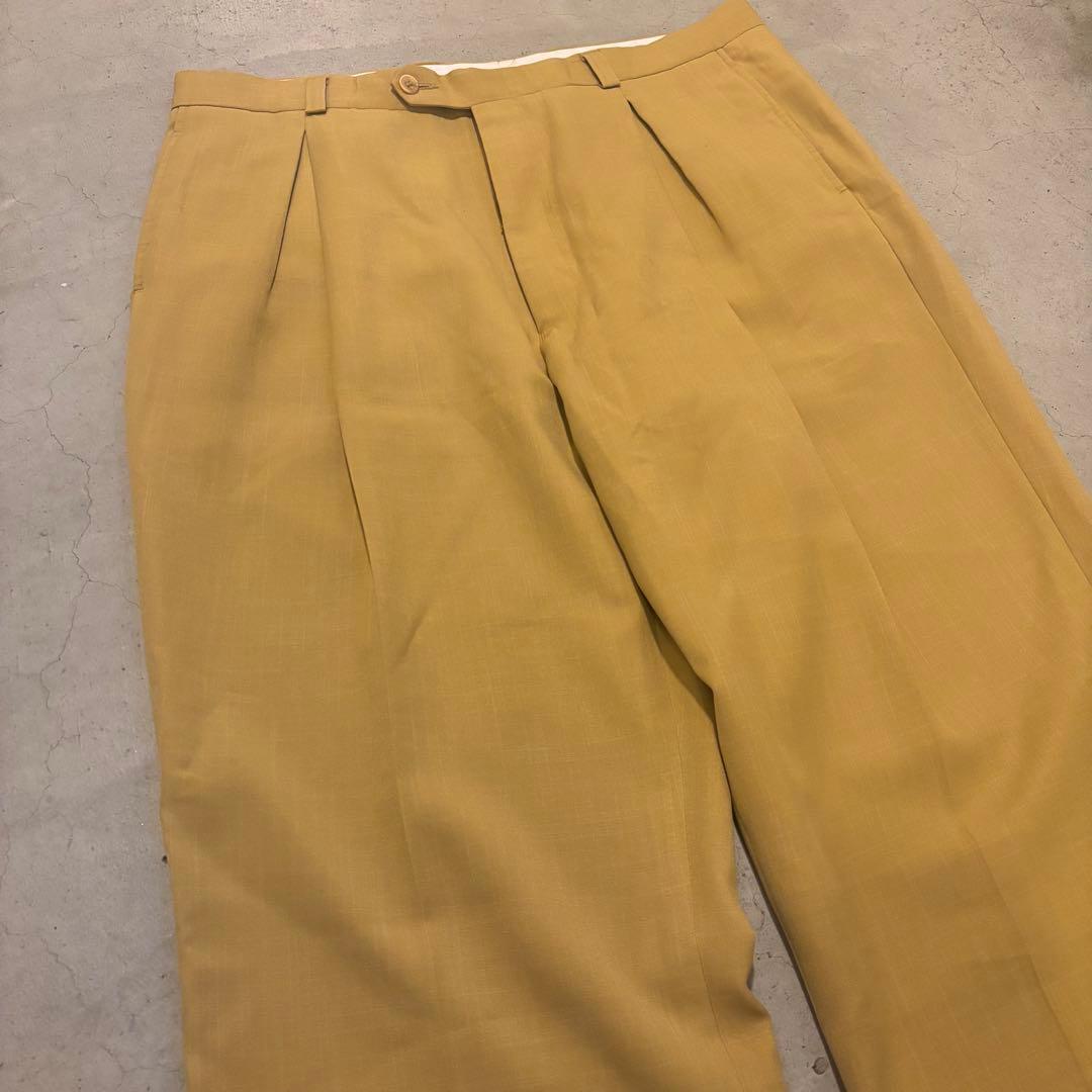 STACY ADAMS 2タック ワイドスラックス USA古着 マスタード