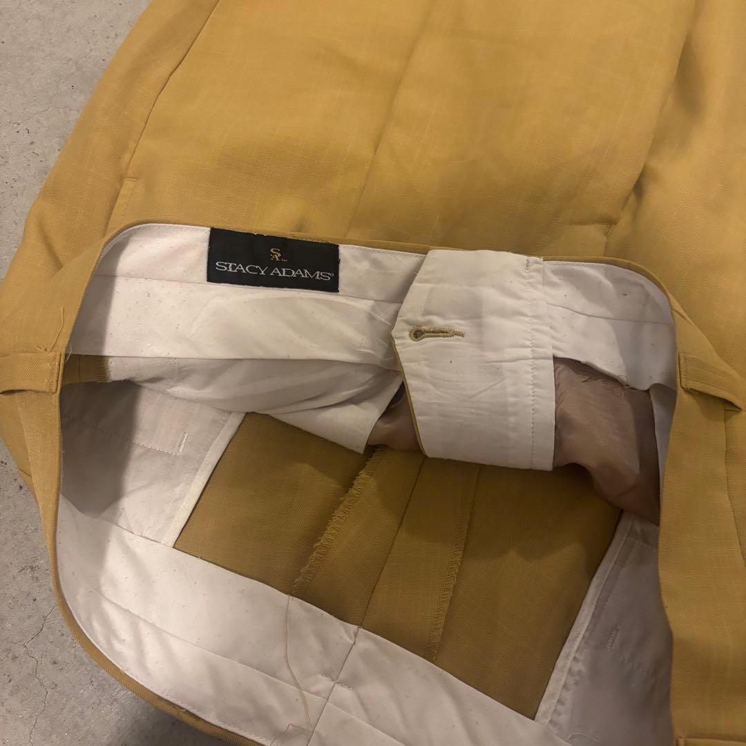 STACY ADAMS 2タック ワイドスラックス USA古着 マスタード