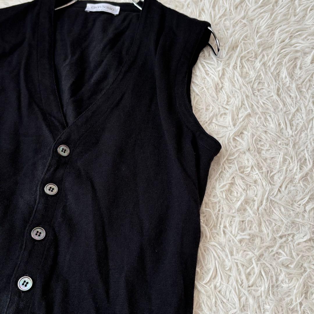美品✨ グランサッソ ハイゲージニット ウール ベスト ジレ 46 黒