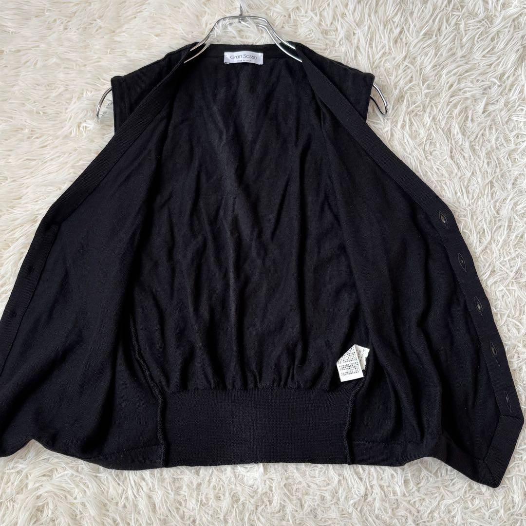 美品✨ グランサッソ ハイゲージニット ウール ベスト ジレ 46 黒