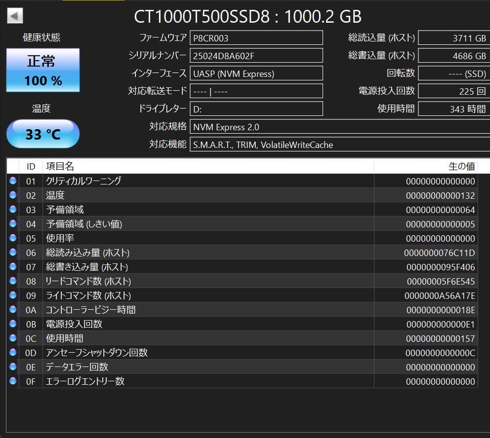 内蔵型SSD crucial T500 1TB M.2 NVMe 2280 SSD