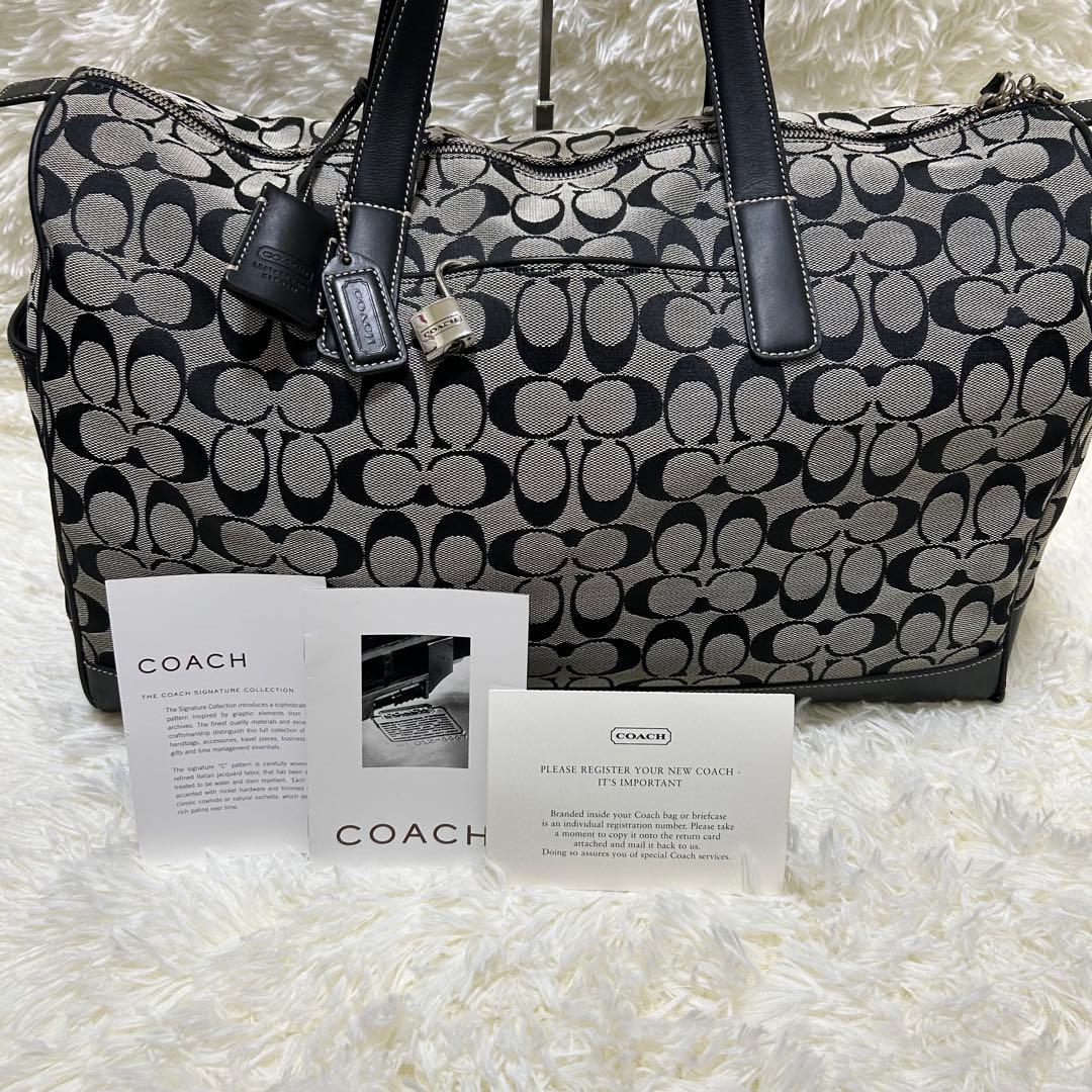 美品⭐️即日発送　COACH ボストンバッグ　レザー　シルバー南京錠付