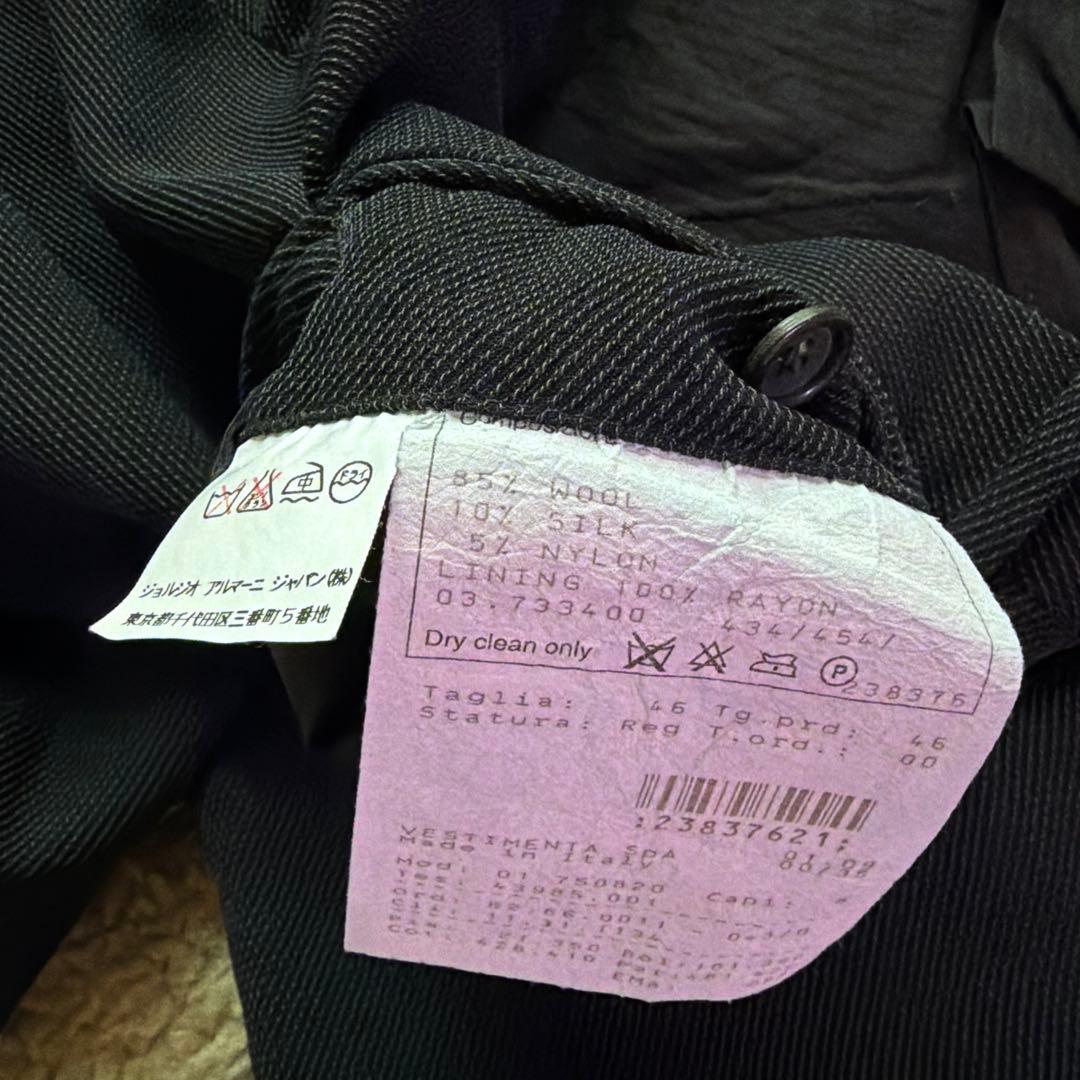80s 黒タグ GIORGIO ARMANI シルク混 ウールパンツ スラックス