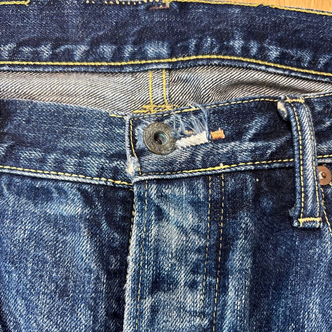 kapitalダメージ加工 ストレートデニムパンツ