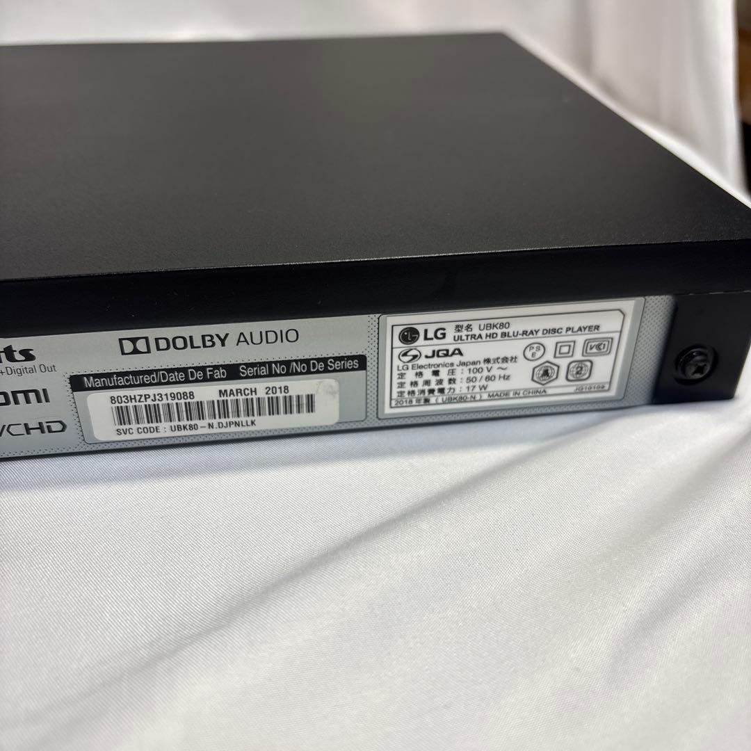 LG 4K Ultra HD ブルーレイプレーヤー HDR10対応 UBK80