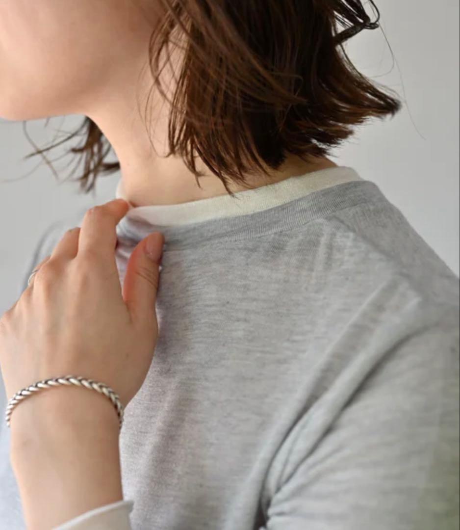 アワーホームOUR とろけるような肌触り、重ね着風カットソー　杢グレー