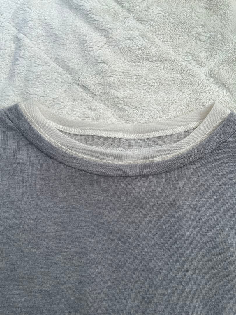 アワーホームOUR とろけるような肌触り、重ね着風カットソー　杢グレー