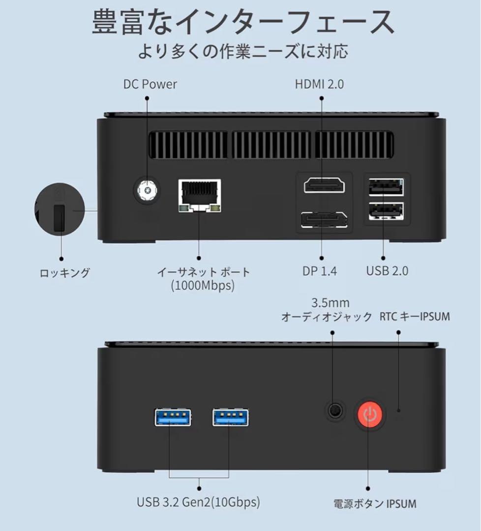 ミニpc 最大3.60GHz mini pc N150 16GB+512GB
