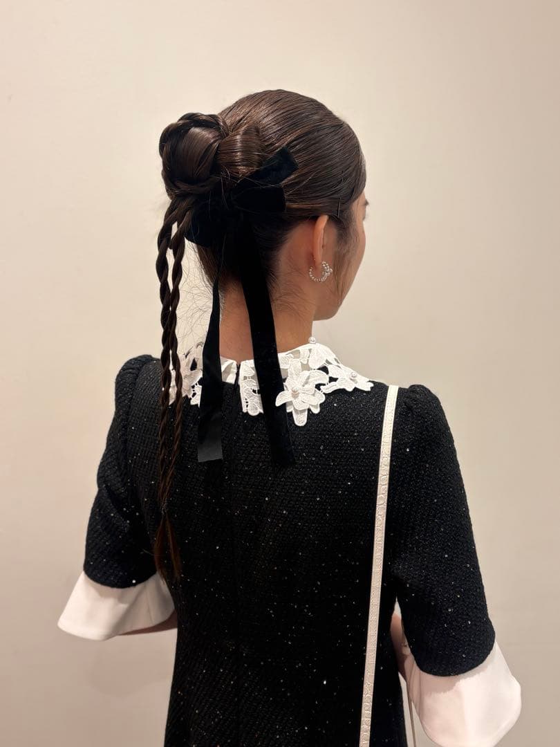 leja レース襟付きブラックAラインドレス