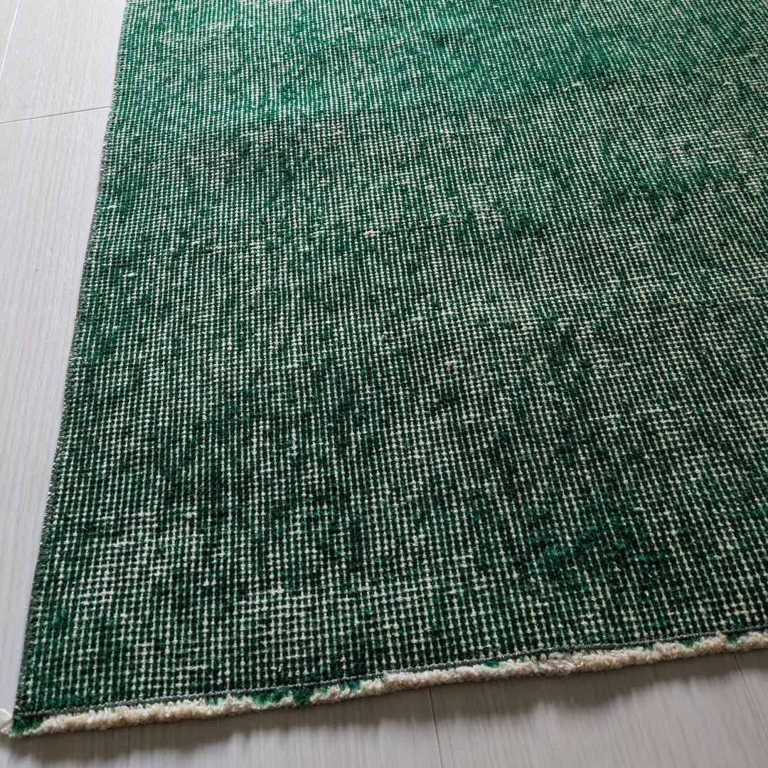 109×198 オーバーダイ グリーンワンカラー　トルコヴィンテージラグ