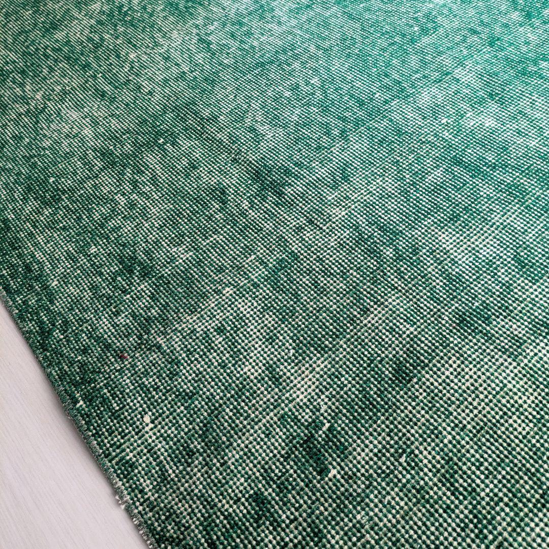 109×198 オーバーダイ グリーンワンカラー　トルコヴィンテージラグ