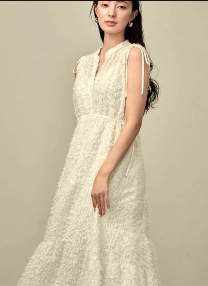 FRAY.ID　フリンジジャガードティアードワンピース