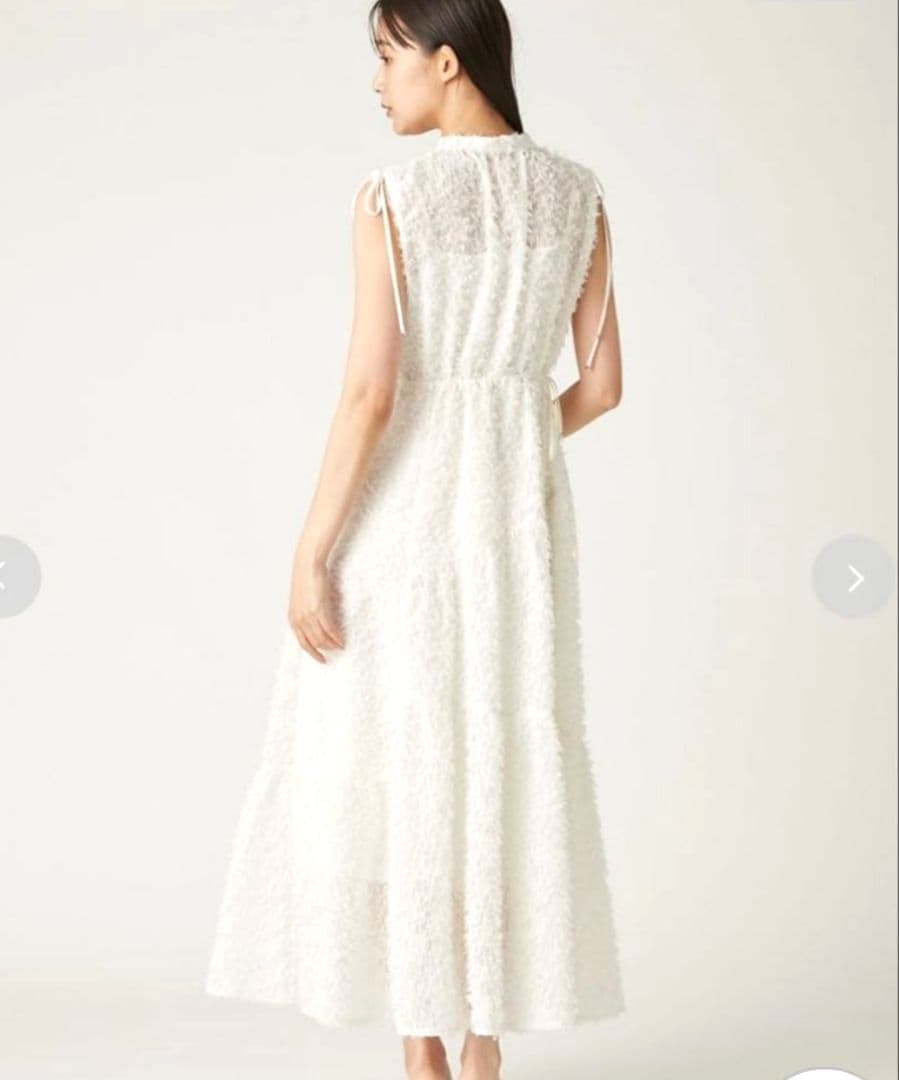 FRAY.ID　フリンジジャガードティアードワンピース