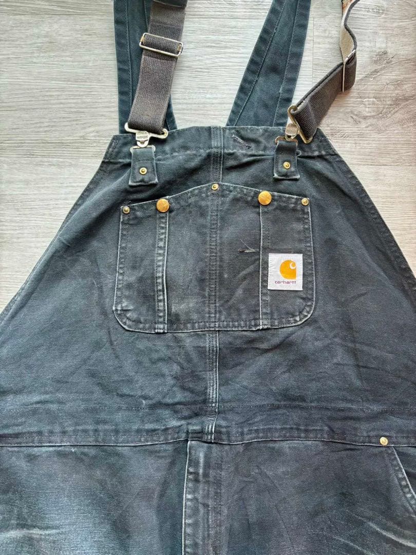 43 Carhartt オーバーオール ダブルニー ブラック フェード 00s