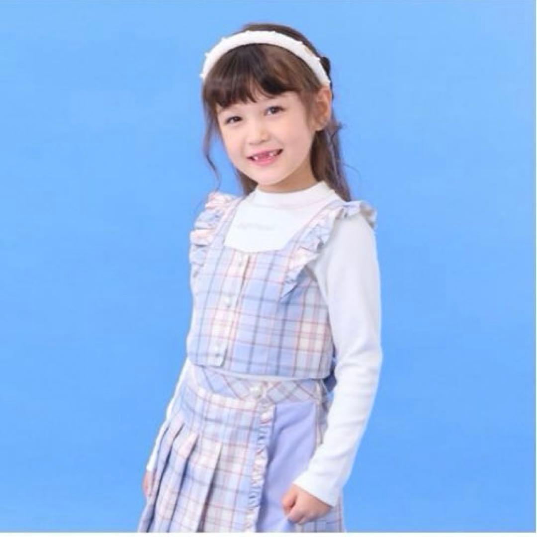 ほぼ未使用　メゾピアノ　チェックビスチェ　キュロット　セットアップ　140cm