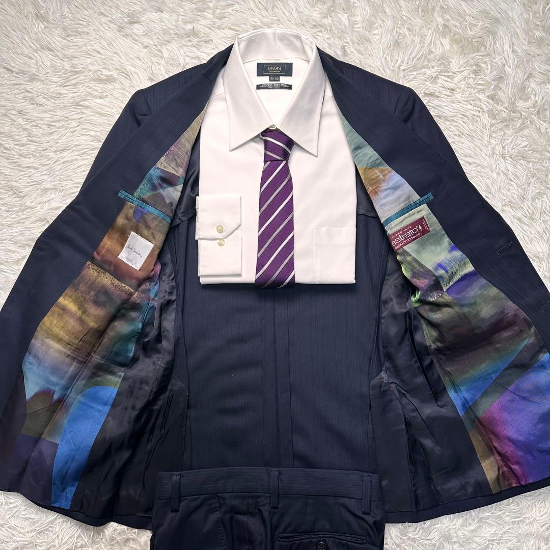 希少 現行 極美品 アート柄 ポールスミス 高級トラバルド生地 セットアップ