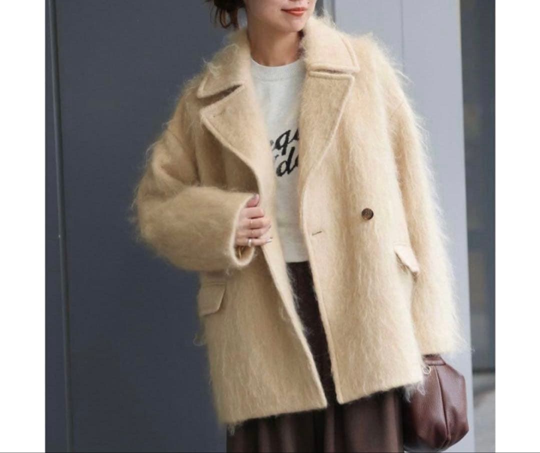 モヘヤミックスシャギーショートコート