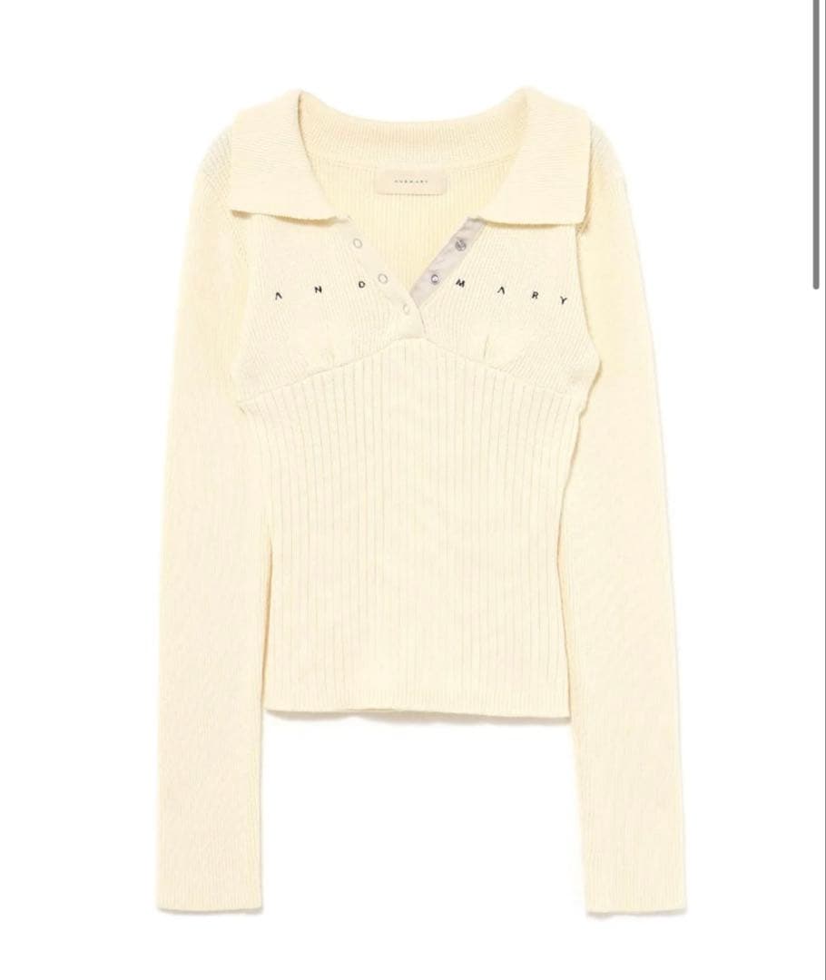 トップス andmary Lindsay logo tops ivory