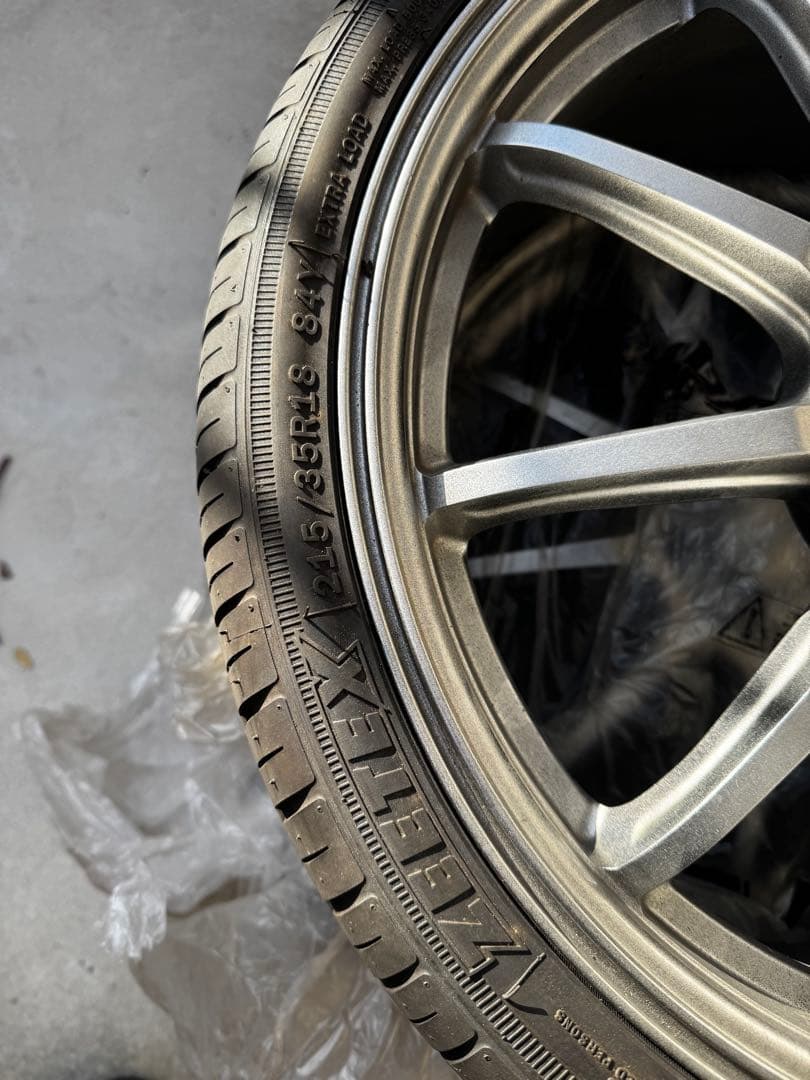 履くだけでローダウン！ 18インチ10本スポークホイールバリ山、扁平タイヤセット