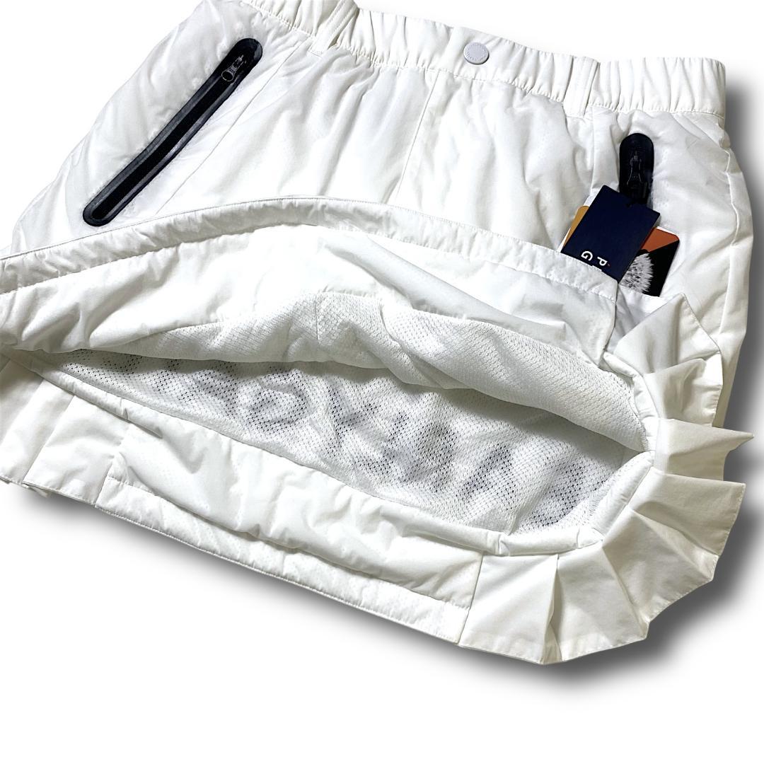 0 パーリーゲイツ 定価3万 快適高機能素材 ビッグロゴ ミニ スカート 白