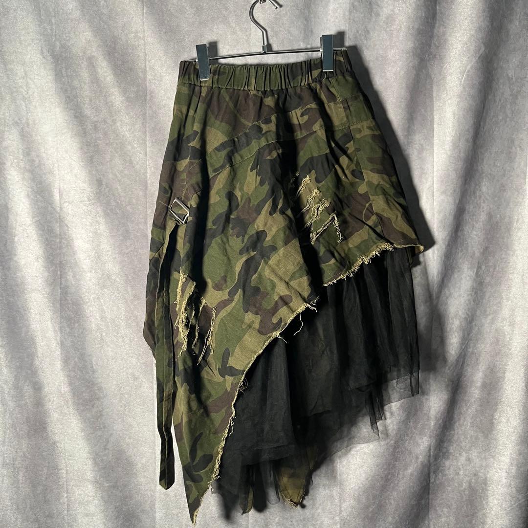 【早い者勝ち】y2k グランジ チュール付き ミリタリースカート