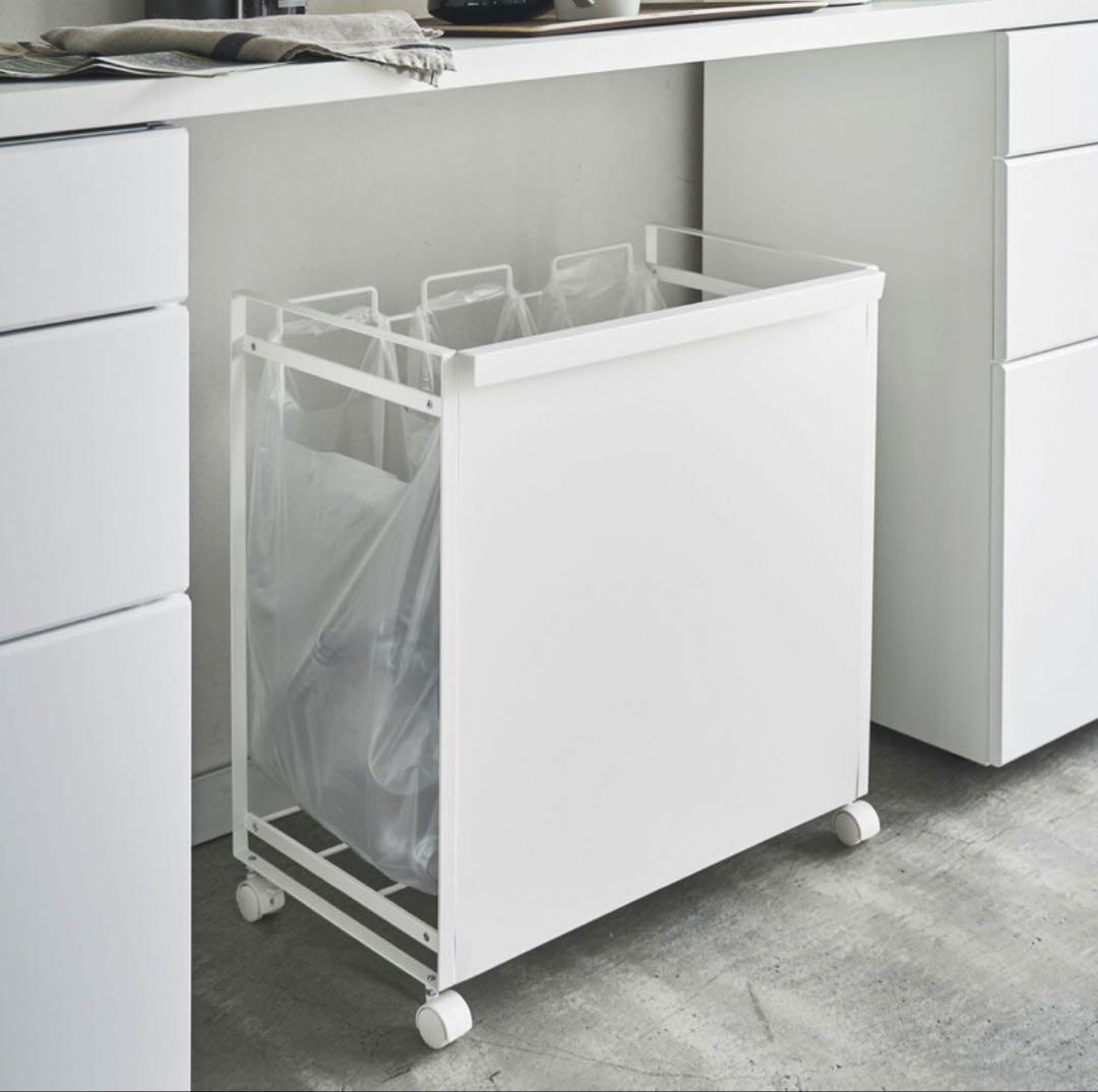 山崎実業　目隠し分別ダストワゴン タワー 3分別